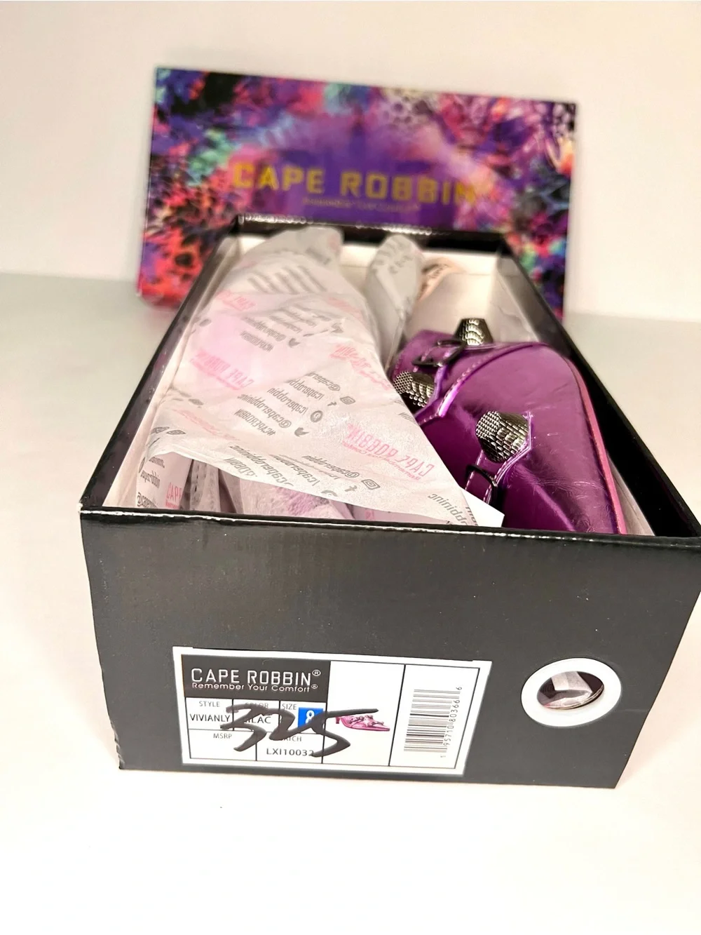 Metallic Embellished Purple Mules w/ Industrial Hardware Studded Metal Accents - Picture 3 of 13